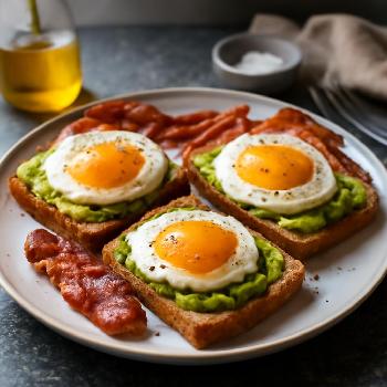 Avocado & Fried Egg Toast with Bacon