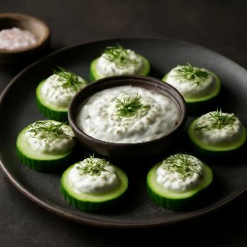 Cucumber Bites with Dill Yogurt Dip