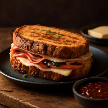 Ham & Gruyere Grilled Toast with Fig Jam