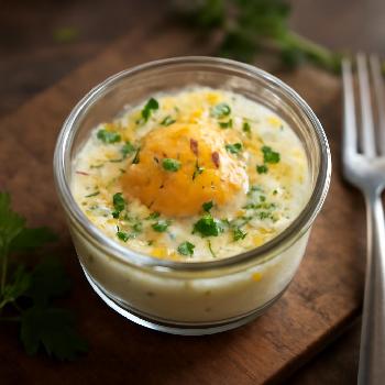 Microwave Baked Egg with Cheese and Herbs