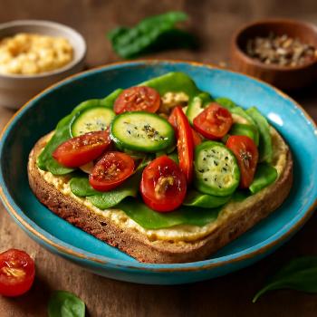 Speedy Hummus and Veggie Tartine