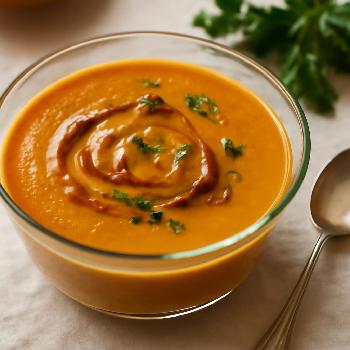 Speedy Pumpkin Coconut Soup with Peanut Butter Twist