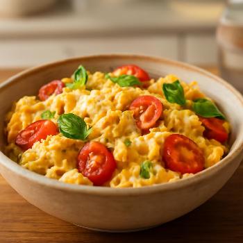 Speedy Tomato & Cheese Scramble Bowl