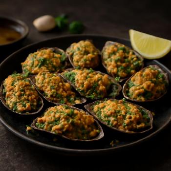 Baked Stuffed Mussels with Herbed Breadcrumbs