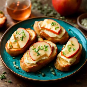 Brie and Apple Crostini with Honey-Thyme Drizzle