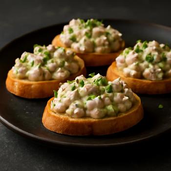 Creamy Chicken Salad Crostini with Toasted Baguette