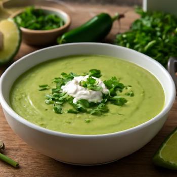 Creamy Chilled Avocado Soup with Lime and Cilantro