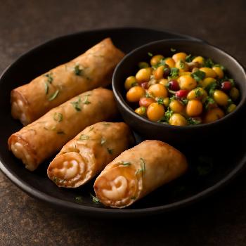 Crispy Shrimp Spring Rolls with Spicy Mango Salsa