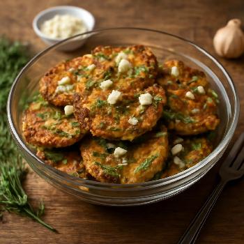 Crispy Zucchini Fritters with Dill & Feta