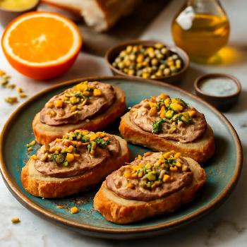 Duck Pâté Crostini with Orange Zest and Pistachios