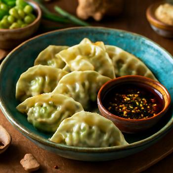 Edamame Dumplings with Ginger-Soy Dipping Sauce