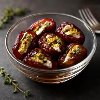 Goat Cheese Stuffed Dates with Pistachios and Honey