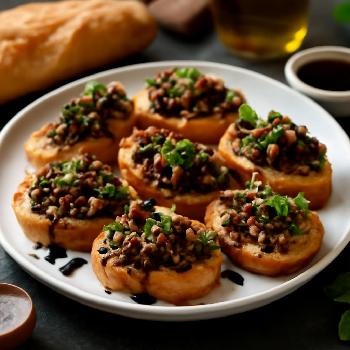 Lamb and Mint Crostini with Balsamic Glaze