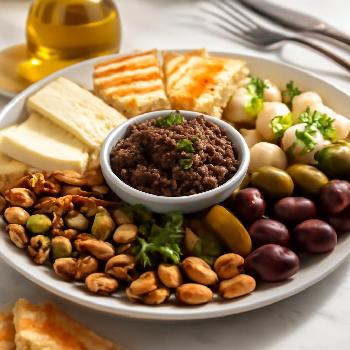 Mediterranean Cheese and Nut Tray with Olive Tapenade