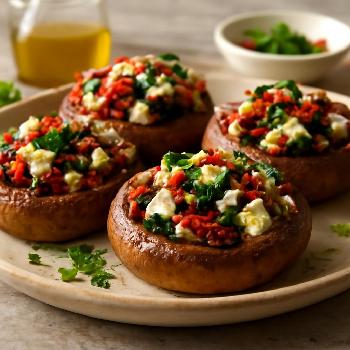 Mediterranean Stuffed Mushrooms with Feta and Olives