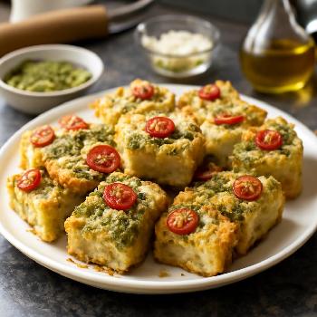Pesto and Parmesan Focaccia Squares
