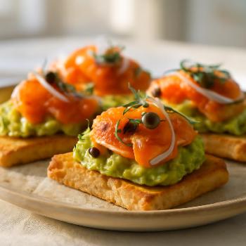 Smoked Salmon Canapés with Avocado and Capers