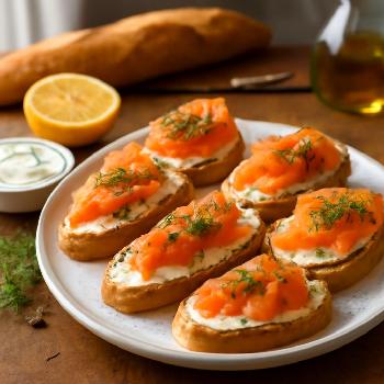 Smoked Salmon & Dill Crostini with Lemon Crème Fraîche
