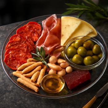 Spanish Tapas Board with Chorizo and Manchego