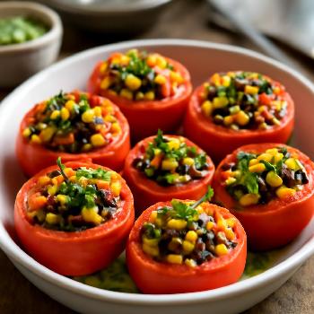 Spicy Black Bean and Corn Stuffed Tomatoes