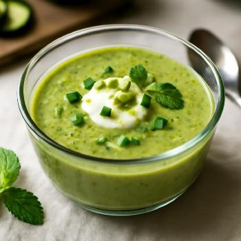 Spicy Chilled Avocado and Cucumber Soup with Mint
