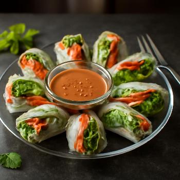 Vegetarian Spring Rolls with Peanut Dipping Sauce