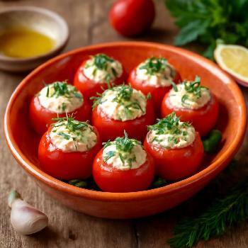 Whipped Feta Stuffed Cherry Tomatoes with Herbs