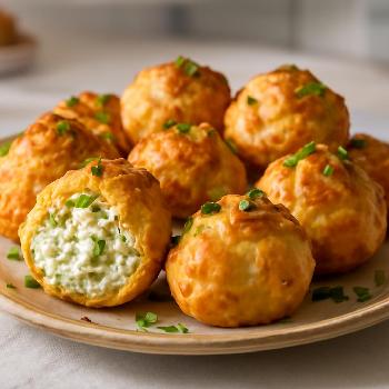 Savory Cheese Profiteroles with Herb Cream Cheese Filling
