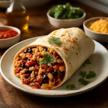 Black Bean and Corn Vegan Breakfast Burrito