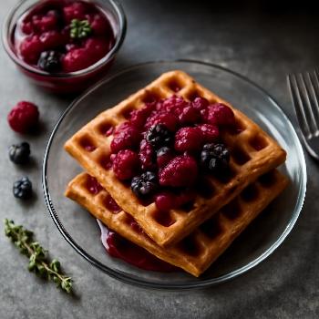 Crispy Vegan Waffles with Berry Compote