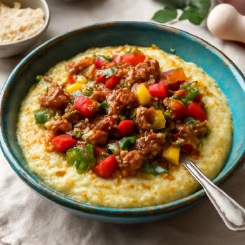 Savory Grits with Sausage and Peppers