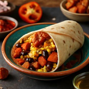 Spicy Black Bean and Sweet Potato Breakfast Burrito