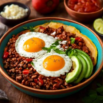 Spicy Huevos Rancheros with Black Beans and Chorizo