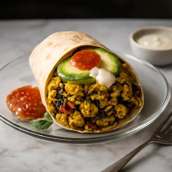 Spicy Tofu Scramble Breakfast Burrito