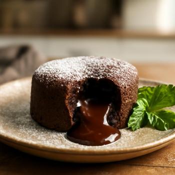 Chocolate Lava Cake with Mint-Basil Infusion