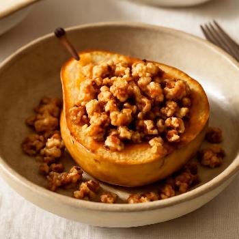 Cinnamon Baked Pears with Walnut Crumble