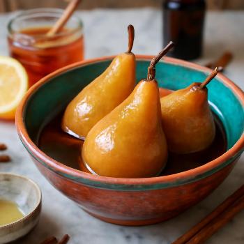 Honey Vanilla Poached Pears