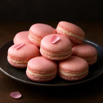 Rose and Lychee Macarons