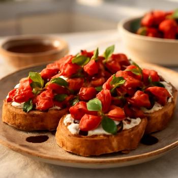 Strawberry Basil Bruschetta with Balsamic Glaze