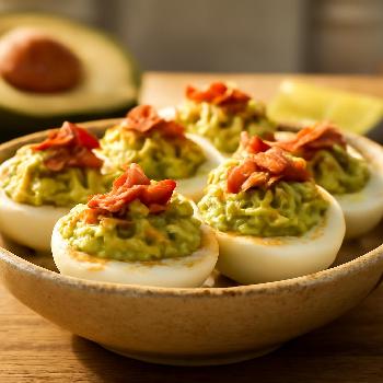 Avocado Bacon Deviled Eggs