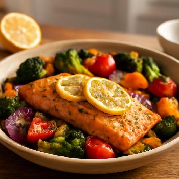 Baked Salmon with Lemon-Herb Roasted Vegetables