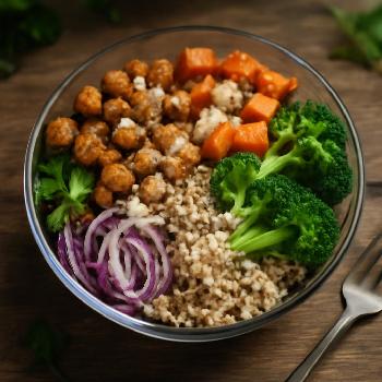 Chickpea Tempeh Buddha Bowl with Tahini Dressing