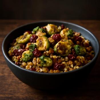 Farro Bowl with Roasted Brussels Sprouts and Cranberries
