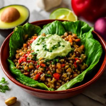 Ground Turkey Lettuce Wraps with Avocado Crema