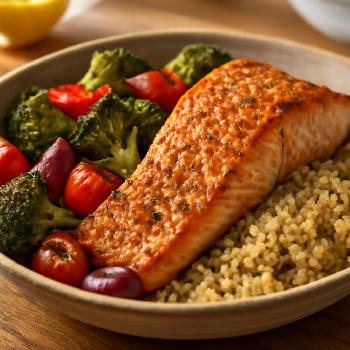Heart-Healthy Salmon with Roasted Vegetables and Quinoa