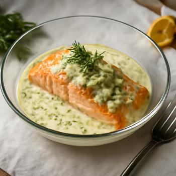 Keto Baked Salmon with Lemon-Dill Sauce