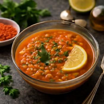 Mediterranean Lentil Soup with Lemon and Herbs
