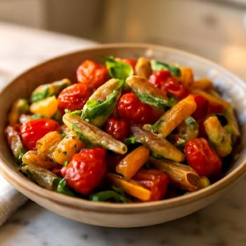 Mediterranean Pasta with Roasted Vegetables and Herbs