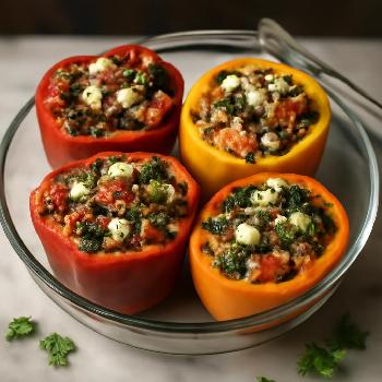 Mediterranean Quinoa Stuffed Peppers with Feta and Herbs