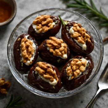 Mediterranean Stuffed Dates with Walnuts and Goat Cheese